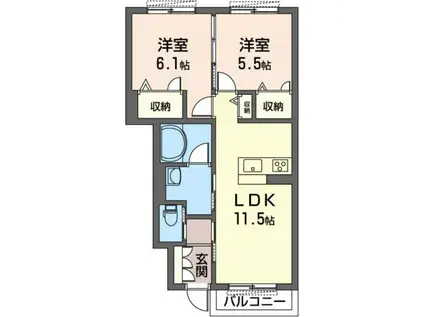 VILA KEYAKI(2LDK/1階)の間取り写真