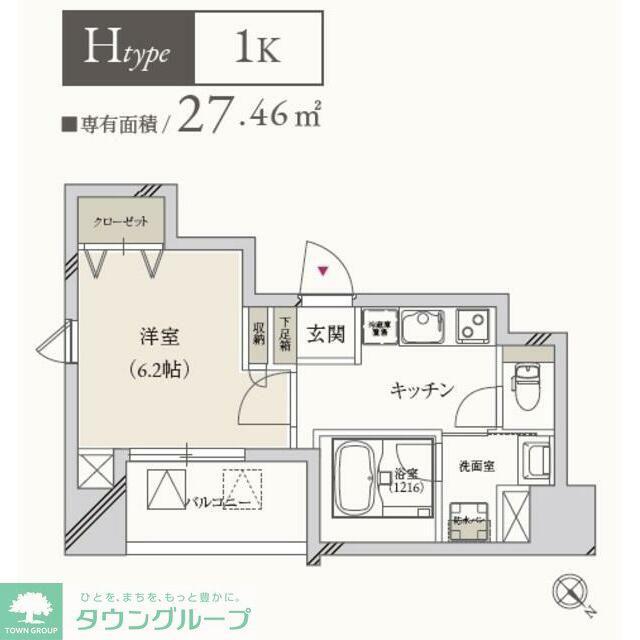 プライマル月島(1K/3階)の間取り写真
