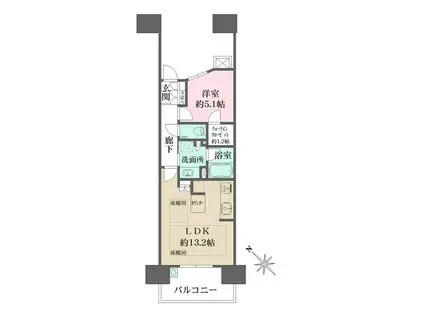 ザ・広島フロント(1LDK/6階)の間取り写真