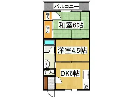 アベニュー茶茶(2DK/3階)の間取り写真