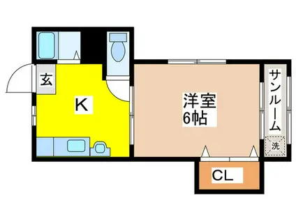 若草ハウス(1K/1階)の間取り写真