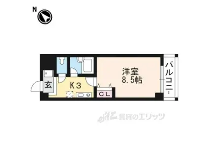 クローバーハイツⅢ(1K/2階)の間取り写真