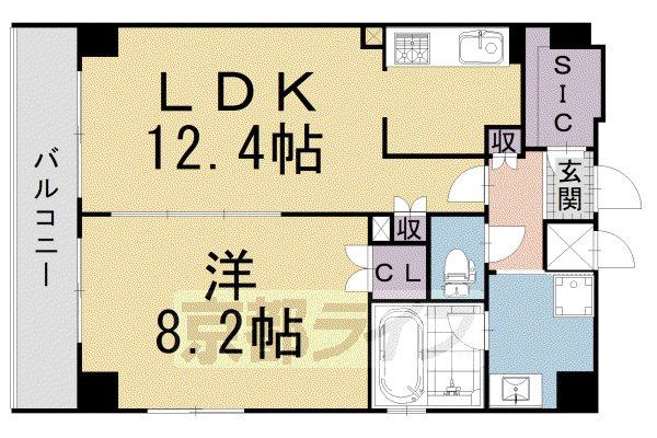 ロックフィールド(1LDK/4階)の間取り写真