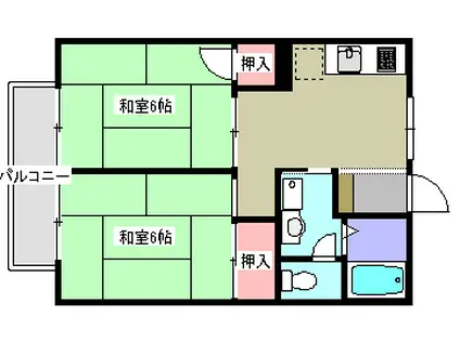 ピアン広町(2DK/1階)の間取り写真