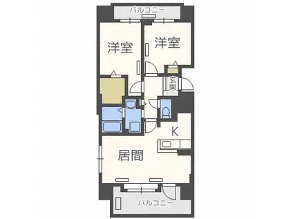 ドミ山鼻八条(2LDK/3階)の間取り写真