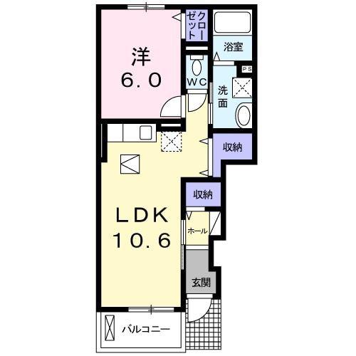 ラヴィクレール(1LDK/1階)の間取り写真