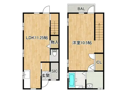 デュオハウス(1LDK/1階)の間取り写真