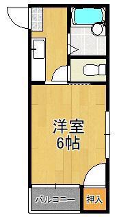 シャトレ祇園I(1K/1階)の間取り写真