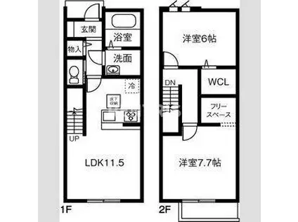 MAISONETTE LAND 込野 B(2LDK/1階)の間取り写真