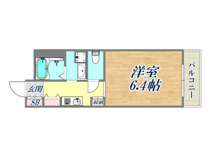 ロジュマンヴェールB棟(1K/3階)の間取り写真