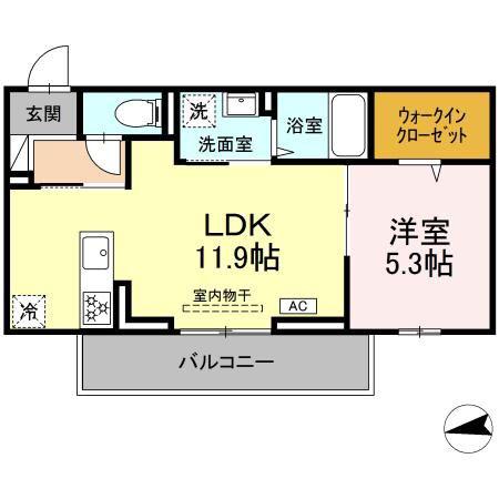 ベルディール(1LDK/1階)の間取り写真