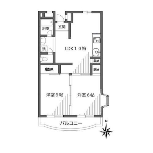 ファルム烏山(2LDK/4階)の間取り写真