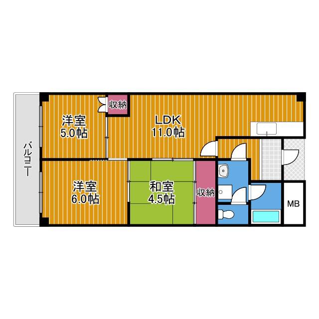 コートSU(3LDK/5階)の間取り写真