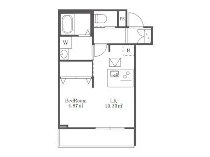 メテオール(1LK/2階)の間取り写真