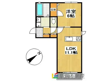 フェリークI(1LDK/1階)の間取り写真