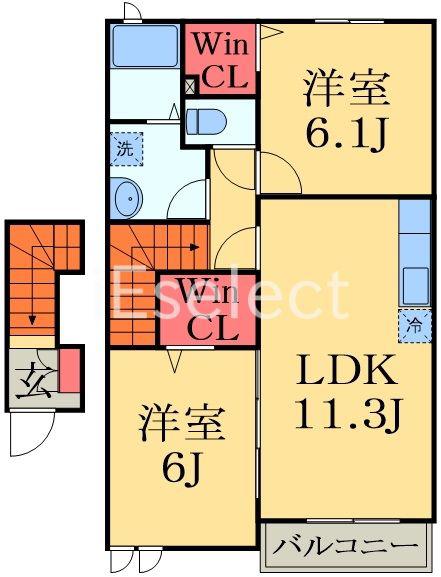 ブリアンジュネス(2LDK/2階)の間取り写真