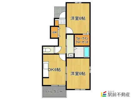 きらら七夕 V(2DK/1階)の間取り写真