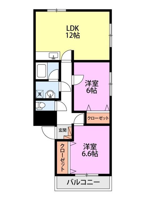 ベルローズ(2LDK/3階)の間取り写真