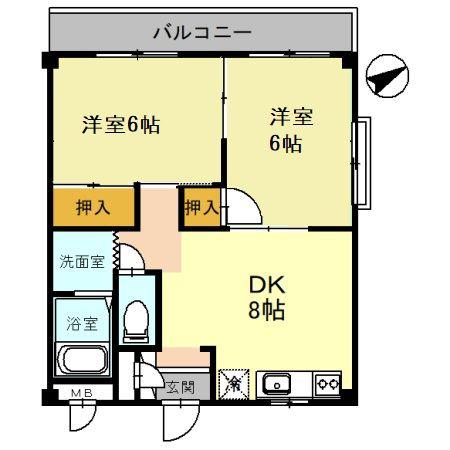 コーポK-1(2DK/3階)の間取り写真