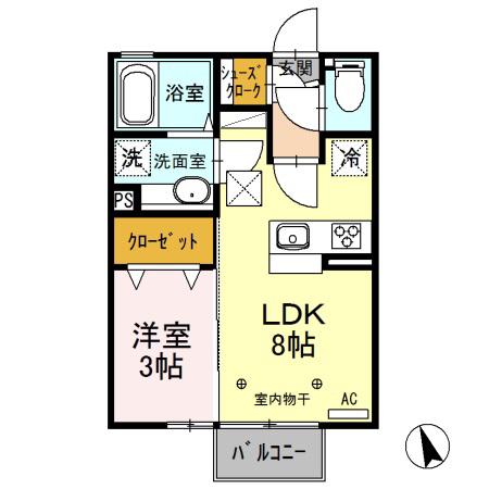 グラントゥール(1LDK/1階)の間取り写真