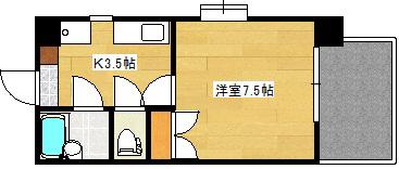 ソレイユ白島(1K/7階)の間取り写真