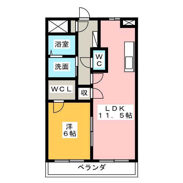 リジョイス(1LDK/2階)の間取り写真