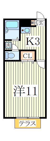 アムール江戸川台(1K/1階)の間取り写真