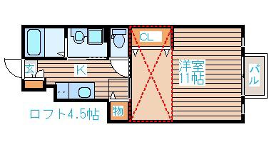 MANOIR(1K/1階)の間取り写真