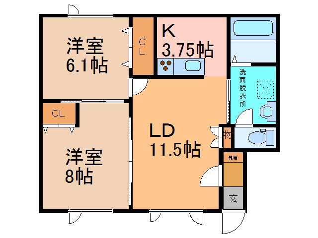 プランドール(2LDK/1階)の間取り写真
