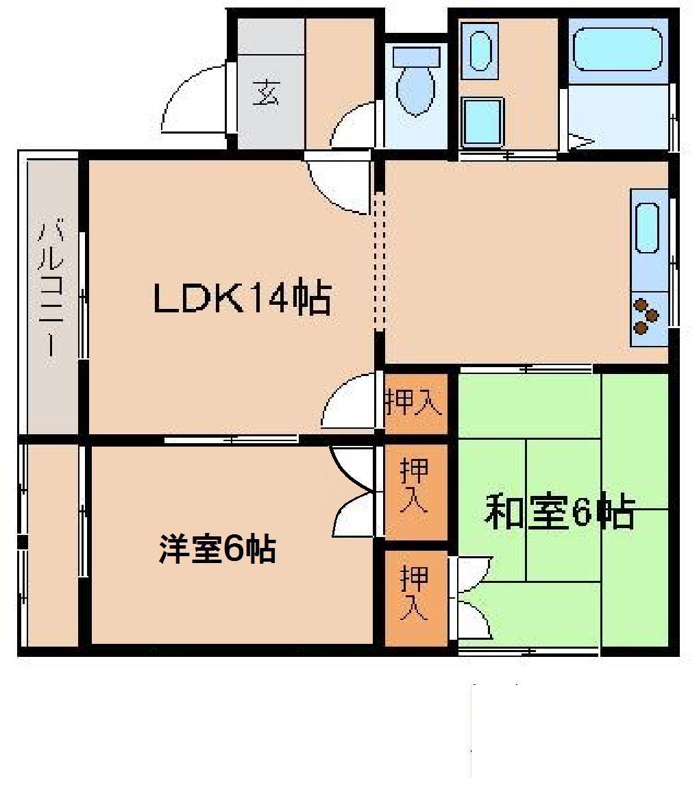 ラ・ビレッテB(2LDK/1階)の間取り写真