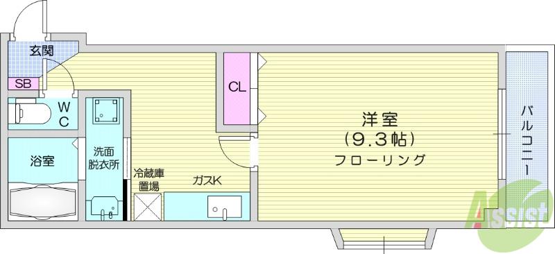 ライフステージ市名坂(1K/3階)の間取り写真