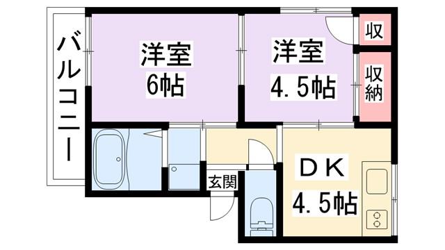 アメニティ中野 弐番館(2DK/2階)の間取り写真