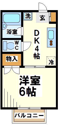 オリオンA(1DK/1階)の間取り写真