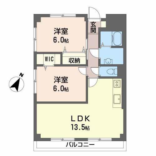吉与ハイム(2LDK/4階)の間取り写真