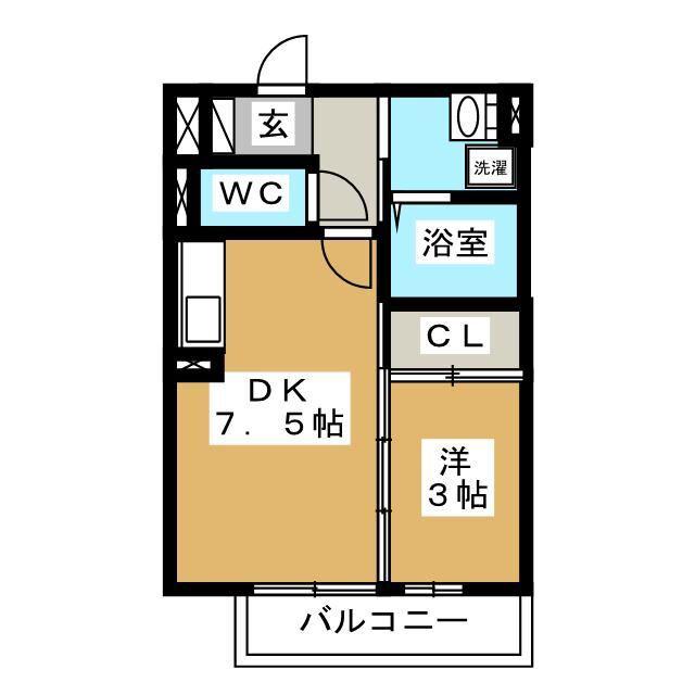 セジュール上鶴間(1DK/2階)の間取り写真