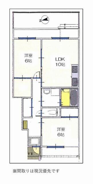 スカイルームI(2LDK/1階)の間取り写真