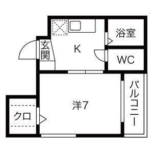 ドルフ亀島III(1K/2階)の間取り写真