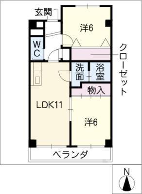 上社メゾン井筒(2LDK/3階)の間取り写真