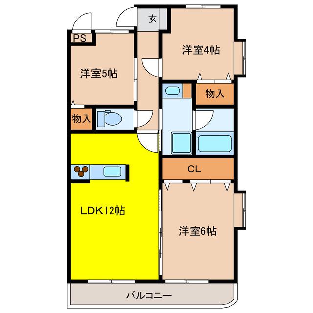 ファーストアベニュー(3LDK/3階)の間取り写真