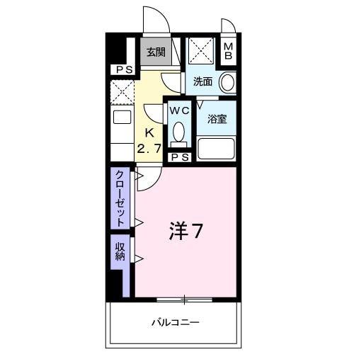 三の丸レジデンス(1K/3階)の間取り写真
