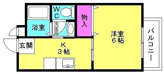 石原ハイツⅡ(1K/1階)の間取り写真