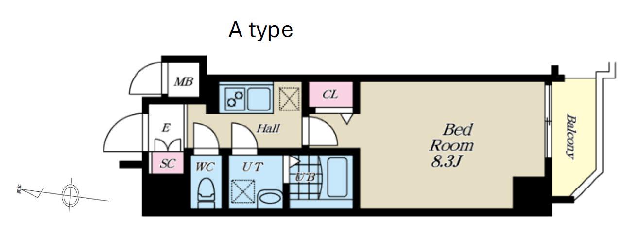 S-RESIDENCE矢口渡AGLITTER(1K/8階)の間取り写真