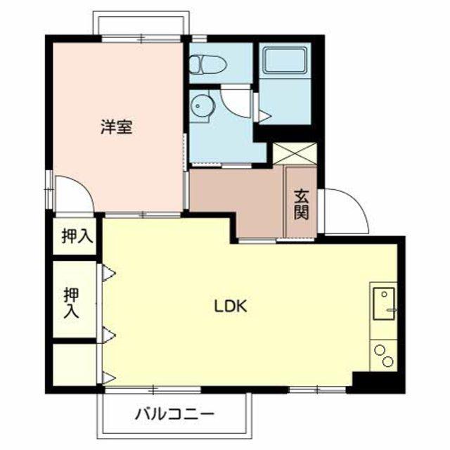 リバティ野村(1LDK/2階)の間取り写真