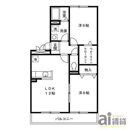 フェニックス小仙波B(2LDK/1階)の間取り写真