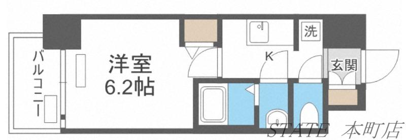 プレサンス難波インフィニティ(1K/3階)の間取り写真