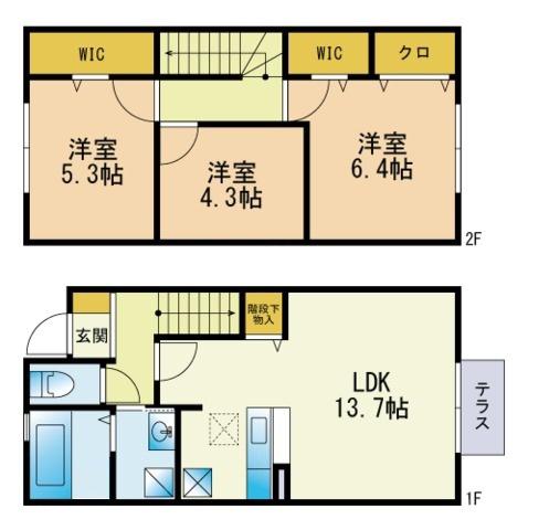 D-ROOM学研都市 B棟(3LDK/1階)の間取り写真