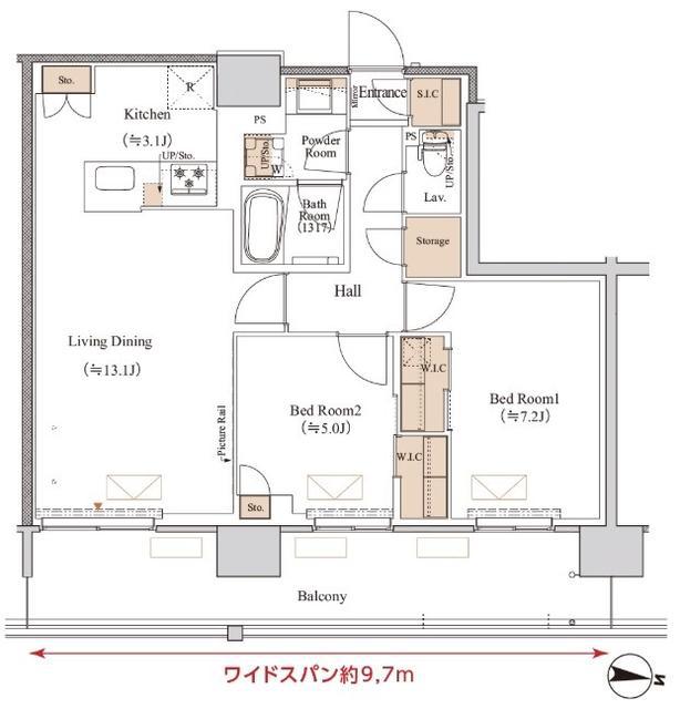 ブランシエスタ木場(2LDK/11階)の間取り写真