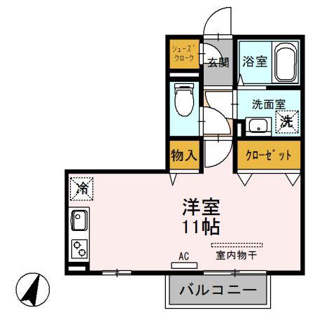 MYCORONETB(ワンルーム/2階)の間取り写真