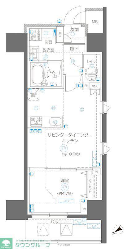 アルファレジデンシア南千住(1LDK/8階)の間取り写真