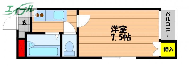 アークヒルズ大元(1K/3階)の間取り写真